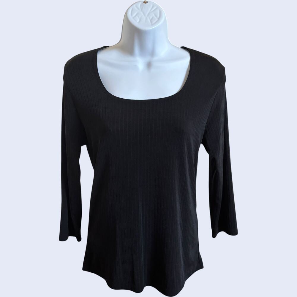 Western Connection M Ribbed Long Sleeve Top Black Fitted
